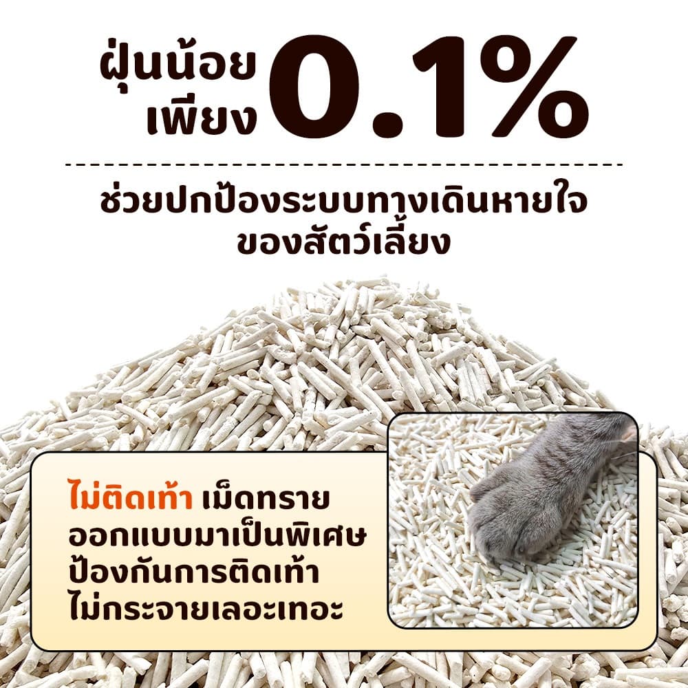 PetStern x Petcho ทรายแมวเต้าหู้ ทิ้งชักโครกได้ จักตัวเร็ว ฝุ่นน้อย ดับกลิ่น ขนาด 20L,Plant-based ทรายแมวเต้าหู้ รูปที่ 3