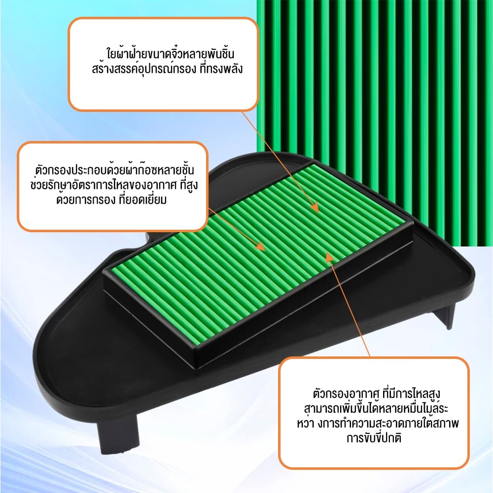 กรองอากาศสำหรับรถจักรยานยนต์ Honda Scoopy I ปี 2012-2019 Honda Zoomer-x และ Honda Moove อะไหล่แท้ OE:17210-K16-900 รูปที่ 2