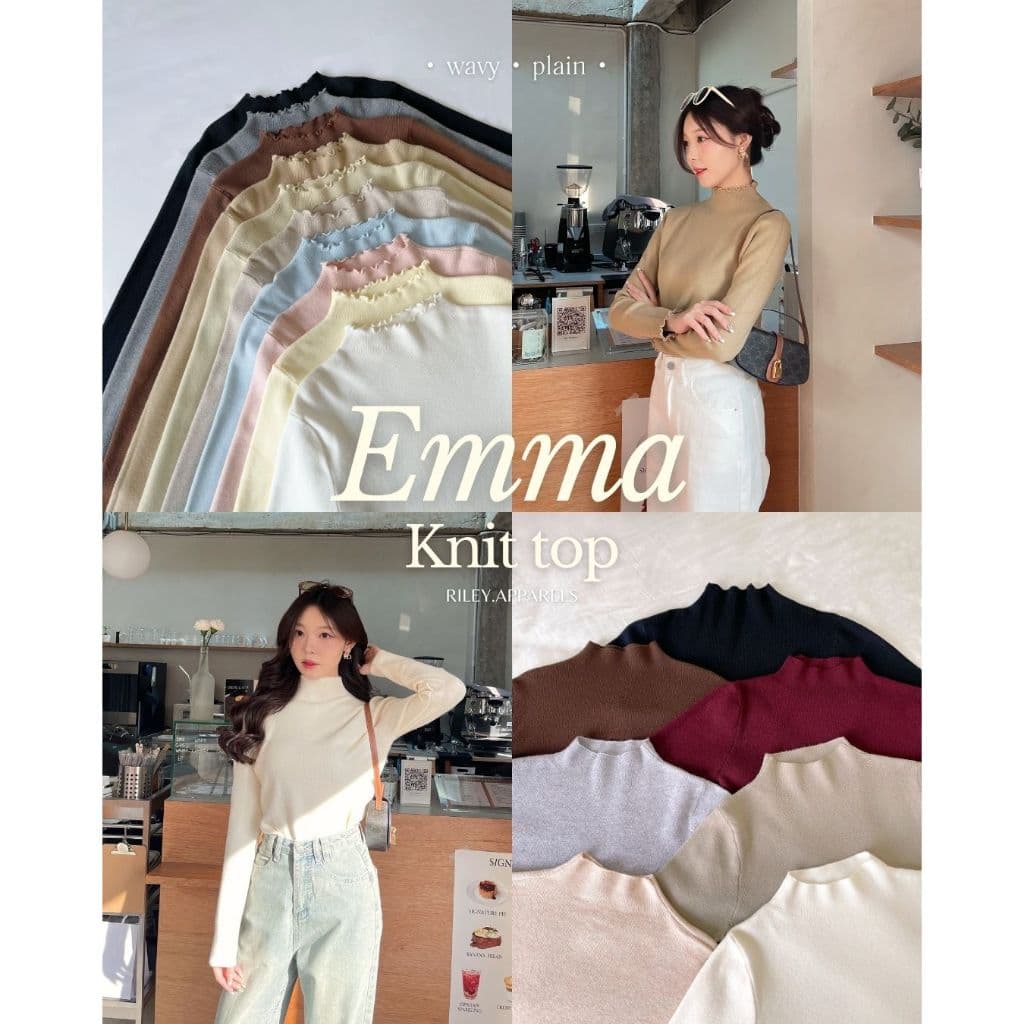 Riley.apparels - Emma knit top เสื้อคอปีน 8006 รูปที่ 1