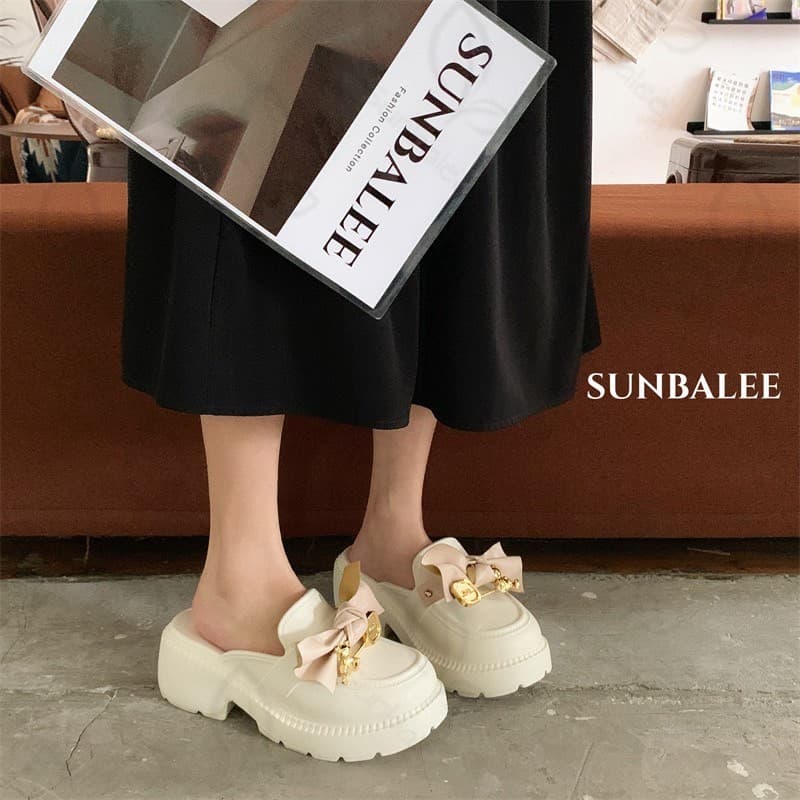SHO-SUNX88รองเท้าพื้นนิ่ม สไตล์เกาหลีน้ำหนักเบา รองเท้าแฟชั่น รองเท้าเสริมส้น สูง 7 cm. ส้นสูง วัสดุยาง สีพื้นน่ารัก รูปที่ 7