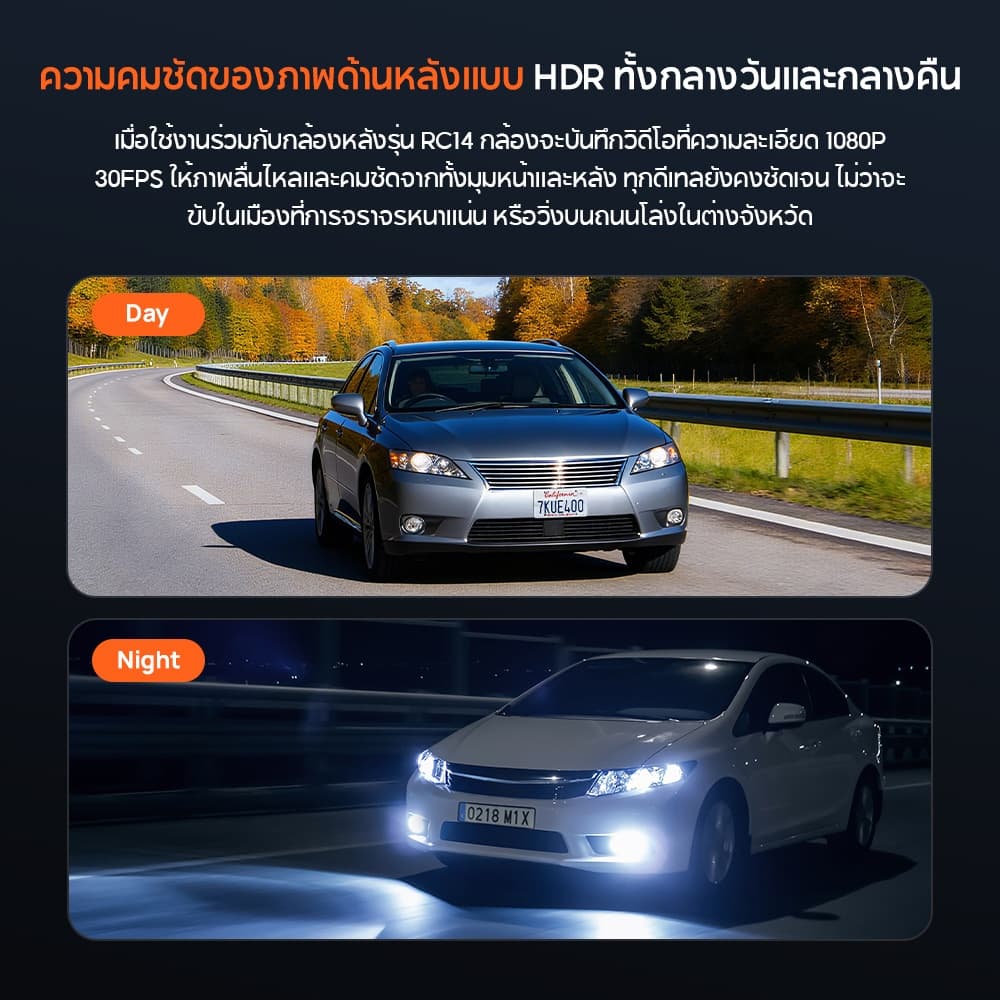 70mai M800 Dash Cam 4K 2160P Dual-Vision 30 FPS Car Camera Sony IMX678 ADAS กล้องติดรถยนต์ กล้องติดรถ กล้องรถยนต์ รูปที่ 9