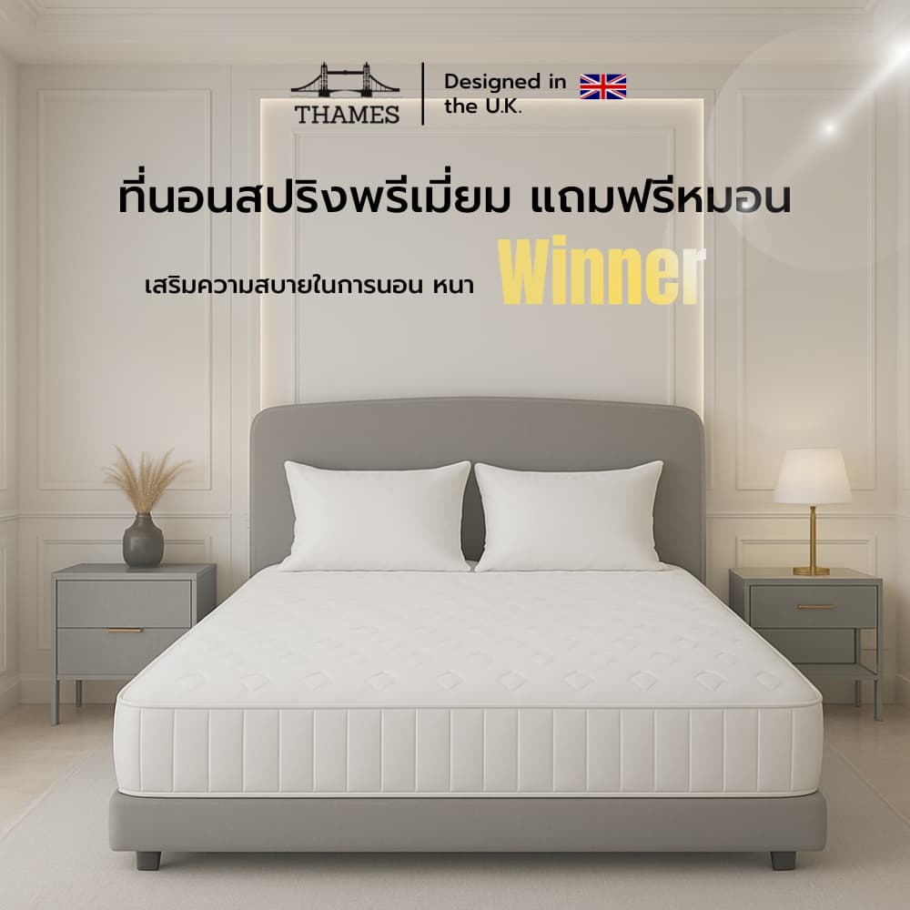 Thames ที่นอนสปริง เกรดพรีเมียม รุ่น Winner ความหนา 9 นิ้ว ที่นอนเพื่อสุขภาพ แข็งแรง หนานุ่ม นอนหลับสบาย รองรับสรีระ รูปที่ 1