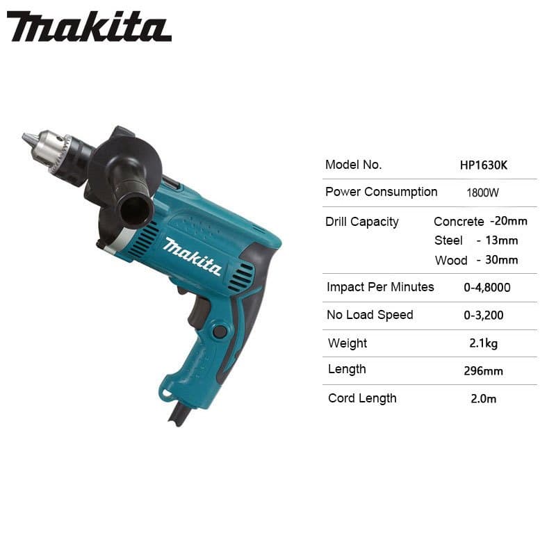 สว่านกระแทก Makita 1800W 13 มม. สว่านกระแทกสำหรับงานหนัก เครื่องมือไฟฟ้าสำหรับใช้ในครัวเรือน 220V รูปที่ 3