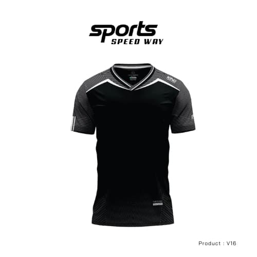 KING OF SPORTSWEAR เสื้อกีฬา พิมพ์ลายด้านหน้า แขน คอ เสื้อคอวี เสื้อออกกำลังกาย ชุดออกกำลังกาย รุ่น //V16 รูปที่ 1
