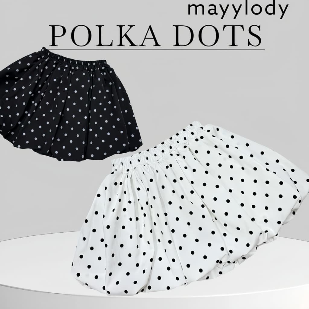 mayylody Polkadot Balloon Skirt กระโปรงบอลลูน ลายจุด สุดฮิต เอวยืดถึง-36 นิ้ว กระโปรงลายจุด ติดแกรม รูปที่ 1
