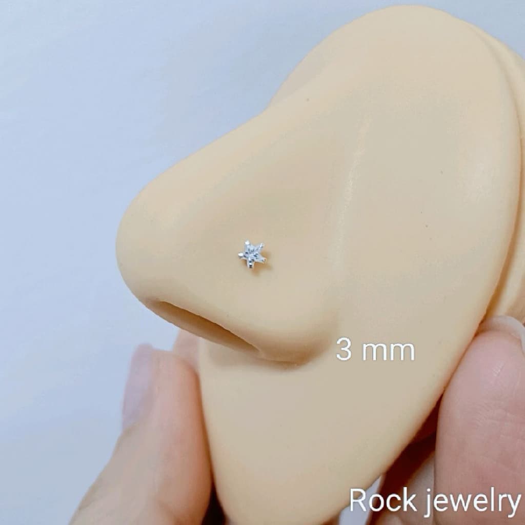 NSDSVCZ จิวจมูกเงินแท้ ห่วง และก้านเพชร 2 ,2.5 mm. ราคา 2 ชิ้น รูปที่ 2