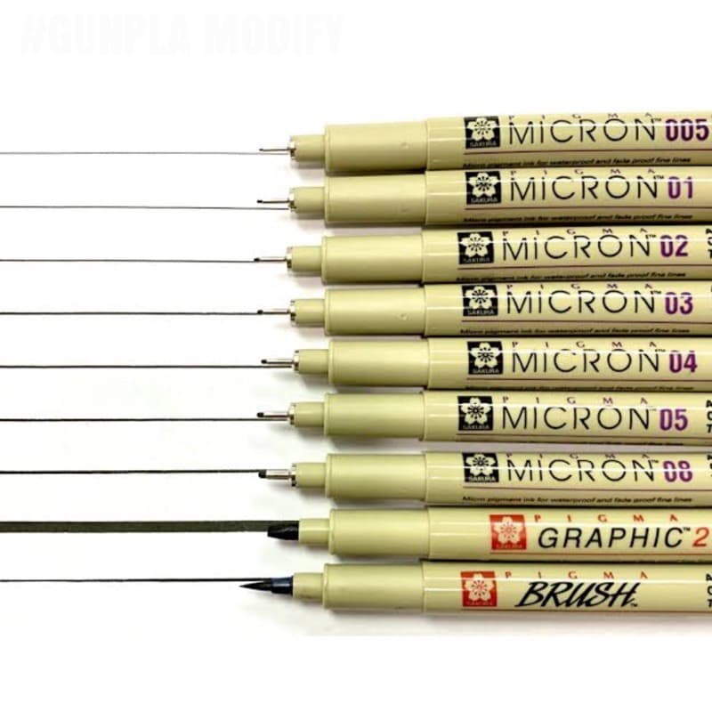 SAKURA PIGMA ปากกาตัดเส้นงานศิลปะ Japan กันน้ำได้ รุ่น Micron, Graphic, Brush ตัดเส้นกันพลา กันดั้ม รูปที่ 2
