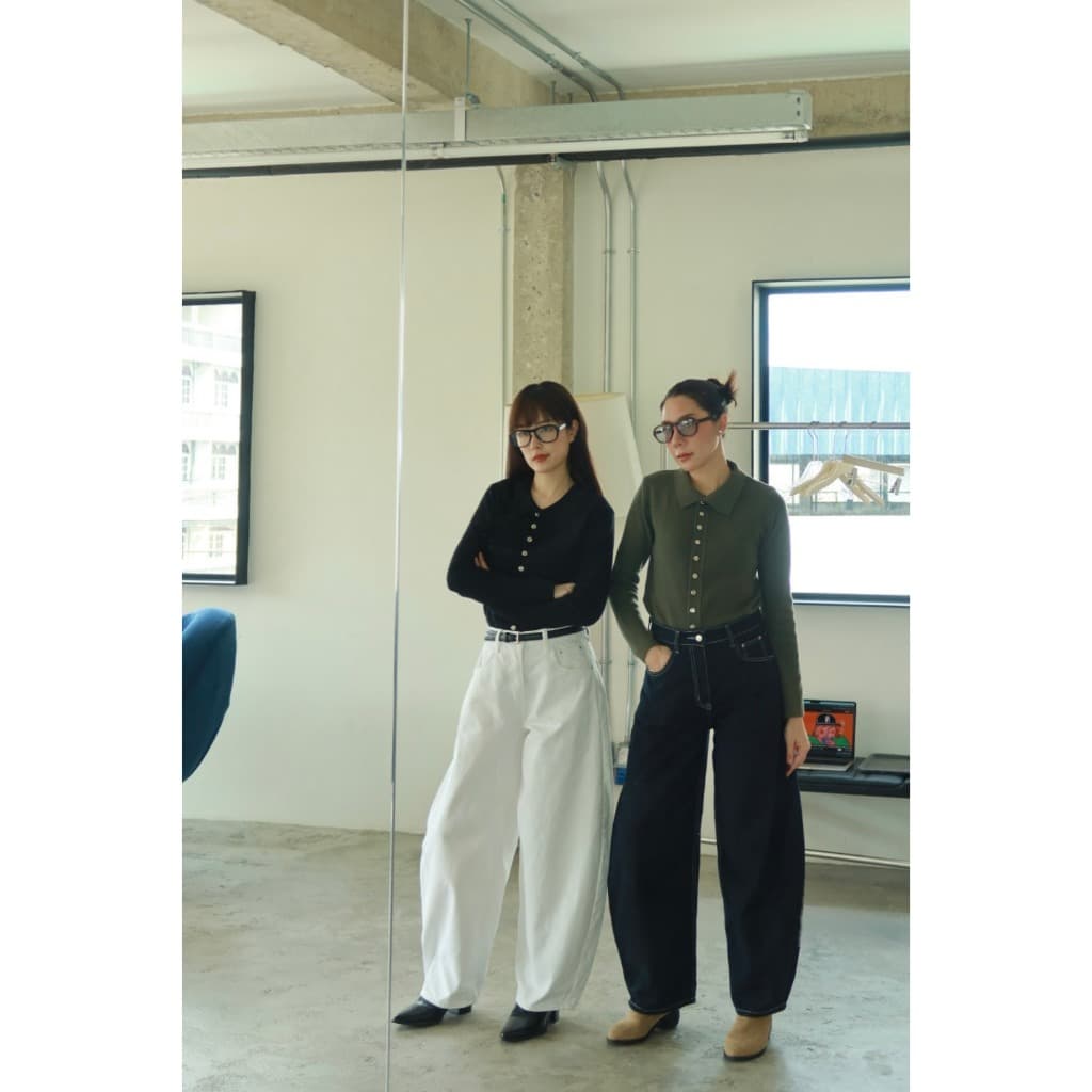 BXB - 68 Barrel Denim กางเกงยีนส์ทรงบาเลล สีพื้น l รูปที่ 6