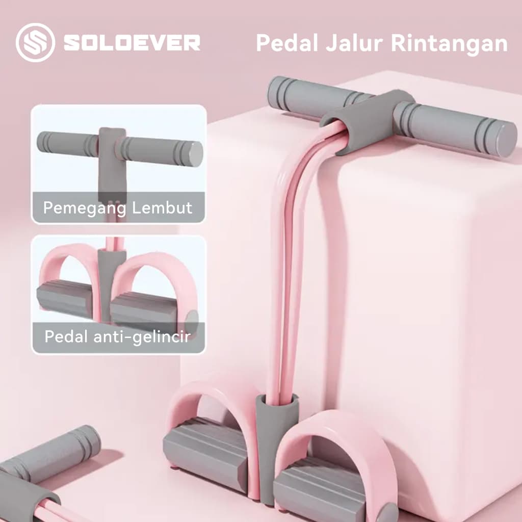 SOLOEVER yoga band เชือกดึงซิทอัพ ยางยืดบริหารกล้ามเนื้อ ยางยืดออกกำลังกาย ด้ามจับโฟม พกพาสะดวก น้ำหนักเบา 4 เส้น รูปที่ 1