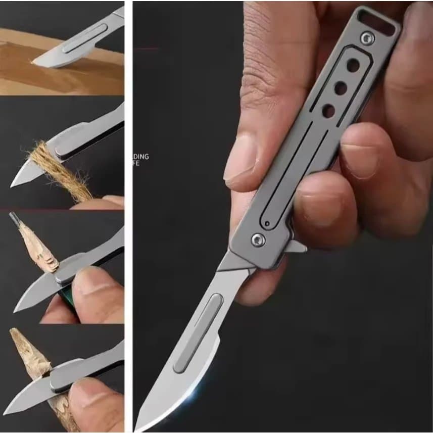T37 Titanium Alloy Art แบบพกพา มีดพับใบมีด Sharp Express มีดขนาดเล็กพวงกุญแจอเนกประสงค์กลางแจ้ง Mini มีด รูปที่ 5