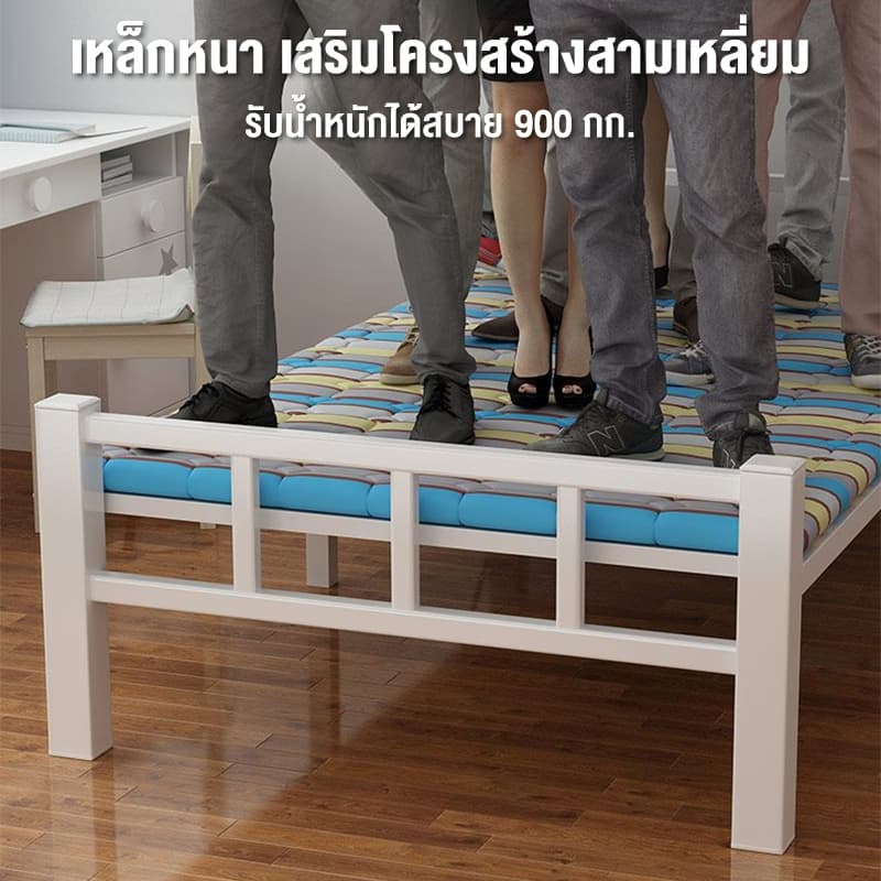 เตียงพับได้ เตียงพับอเนกประสงค์ ไม่ต้องประกอบ 190*120*40cm เตียงนอนพับได้ ลายทาง พร้อมเบาะรองนอน Folding Bed รูปที่ 3