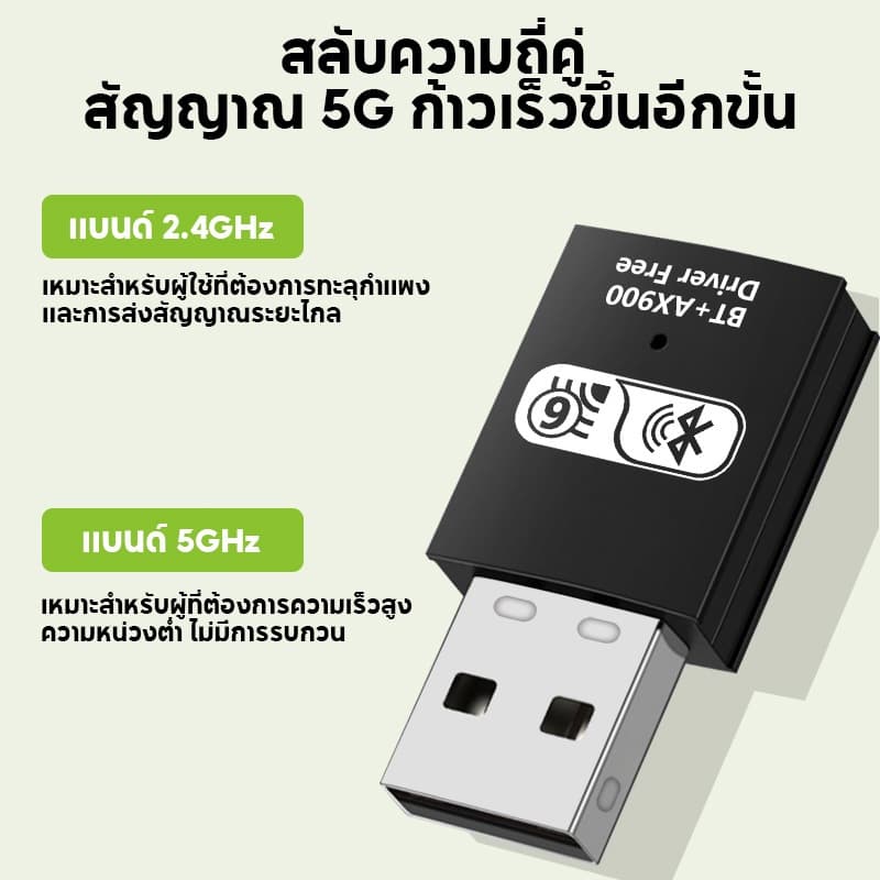 อะแดปเตอร์ WiFi 6 USB ความเร็ว 900Mbps พร้อม Bluetooth อะแดปเตอร์ WiFi ไร้สาย Bluetooth 2.4G/5GHz สำหรับรับสัญญาณ WiFi รูปที่ 5