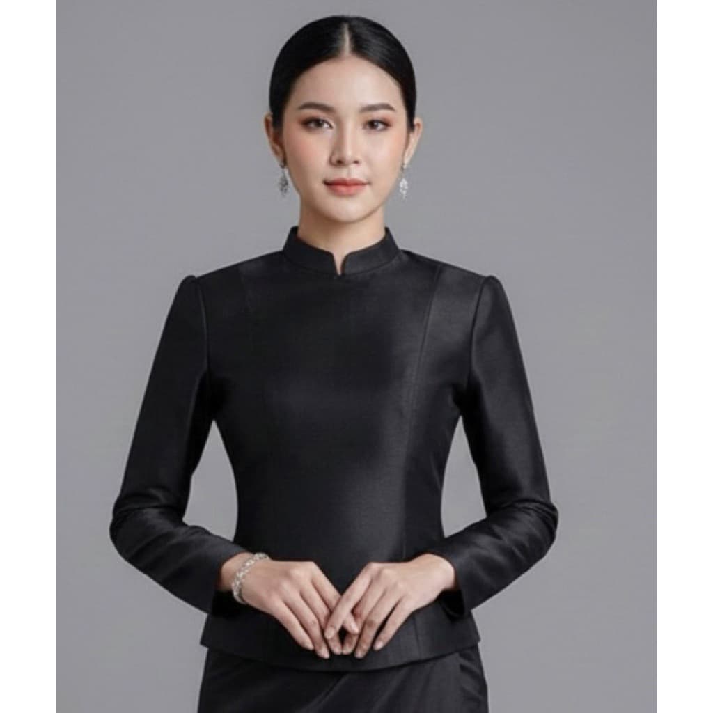 เสื้อไทยบรมพิมานไหมสี่เส้นอัดกาวแน่นแน่นทั้งตัว รูปที่ 3