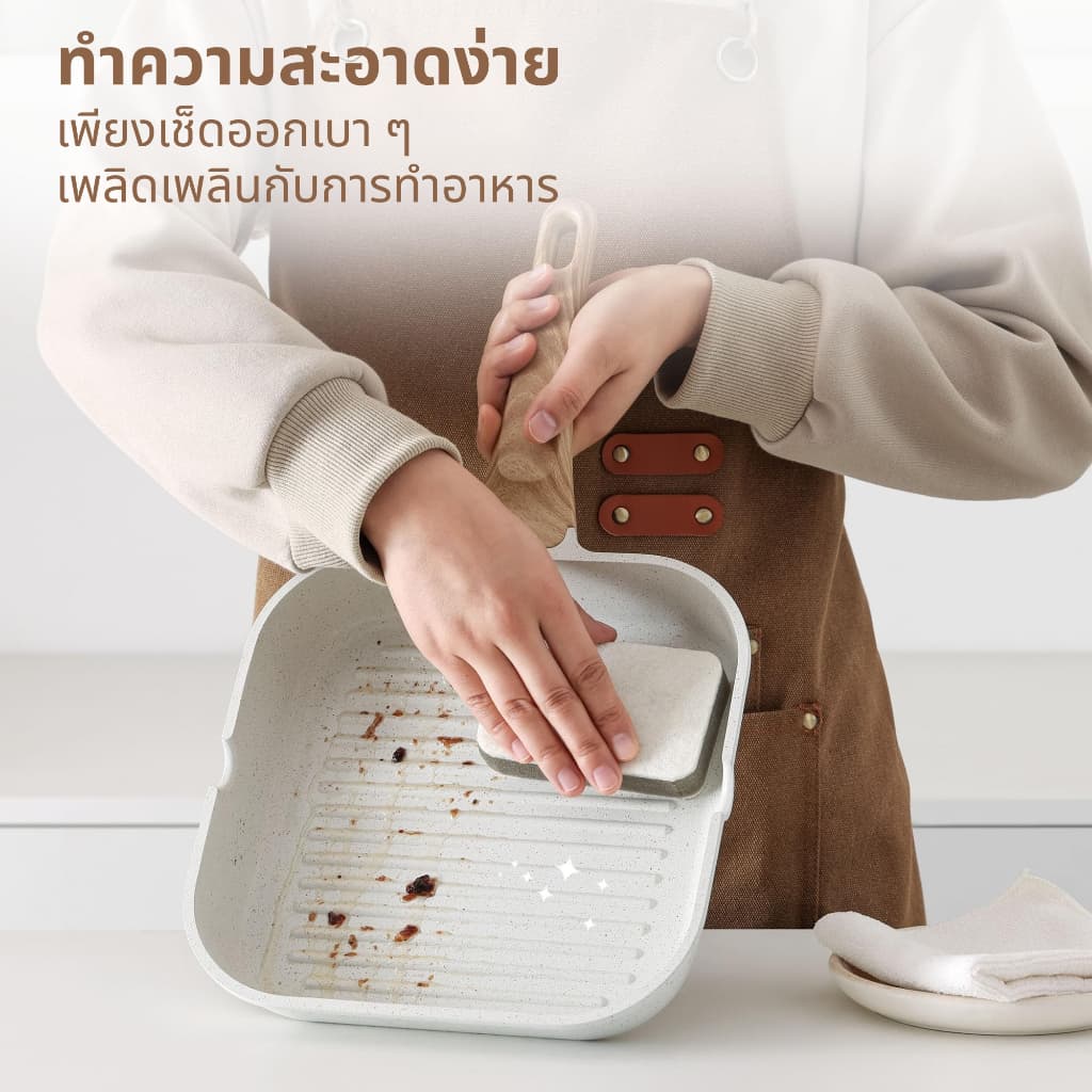 SENSARTE กระทะอายุยืน กระทะย่างเคลือบกันติด Non-Stick ปราศจากสารเคมี ใช้ได้กับเตาทุกประเภท ขนาด 28 ซม. รูปที่ 4