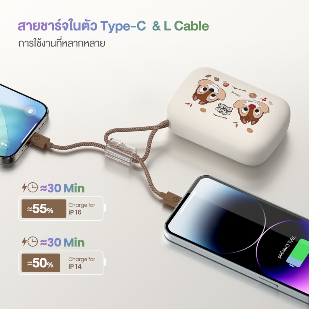 พาวเวอร์แบงค์ Disney Powerbank 20000mAh VP20-05PD PRO สายในตัว ลิขสิทธิ์แท้ ประกัน 2 ปี รูปที่ 2
