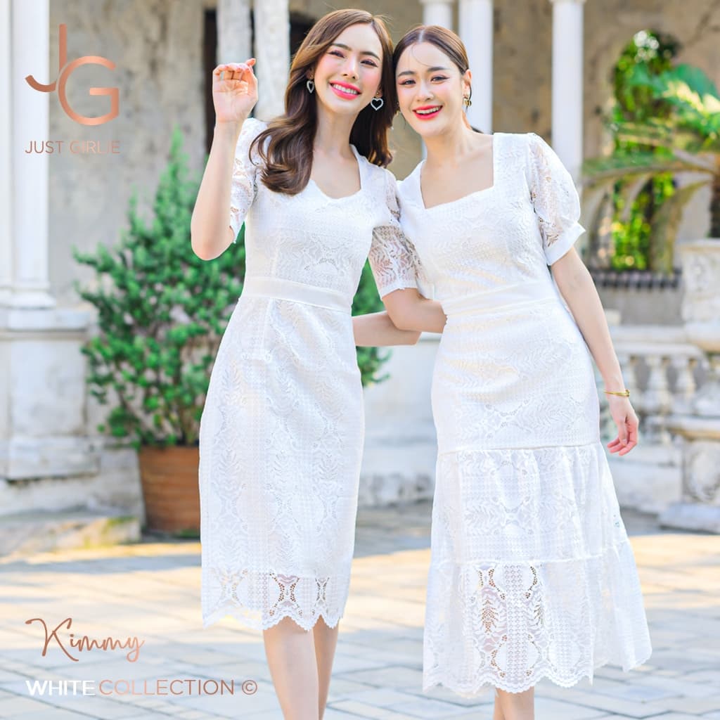 🔥ยอดขายดีอันดับ 1🔥เดรสสีขาว ชุดขาวผู้หญิง ลูกไม้สีขาว เดรสออกงานบุญใส่ไปวัด งานบวชงานแต่ง สวยราคาถูก มีไซส์ S M L XL 2XL