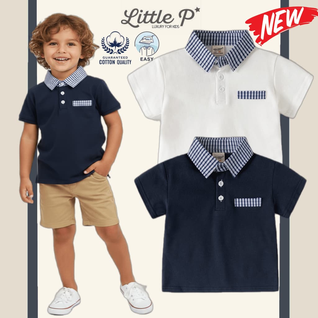 ส่งด่วน ใหม่ ! เสื้อโปโลเด็ก โปโลเด็กชาย เสื้อผ้าเด็กผู้ชาย อายุ​ 1-8 ปี By Little.P รูปที่ 1