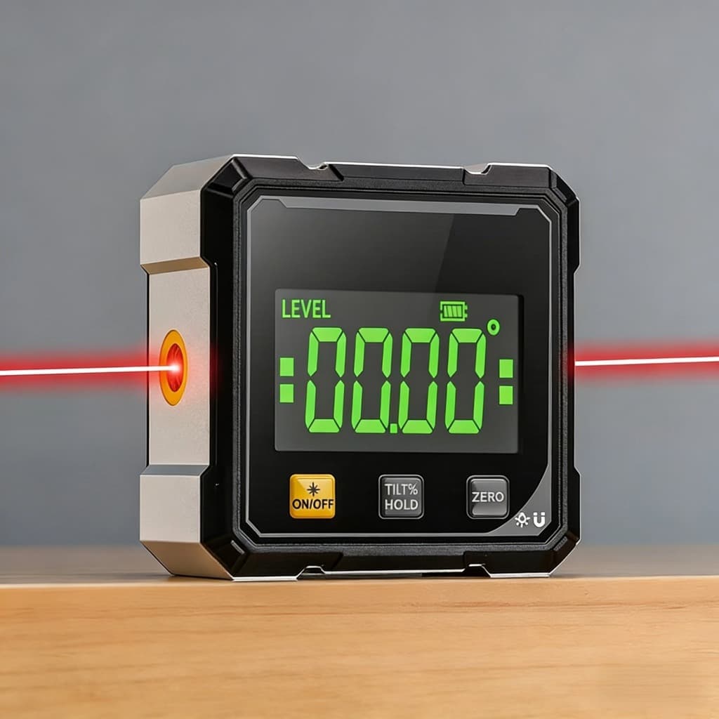 วัดมุมจอแสดงผล สี่ด้านดิจิตอลแสดงระดับเครื่องวัดมุม Inclinometer,แม่เหล็กดูดแบบพกพาเลเซอร์ดิจิตอลเครื่องวัดมุม รูปที่ 2