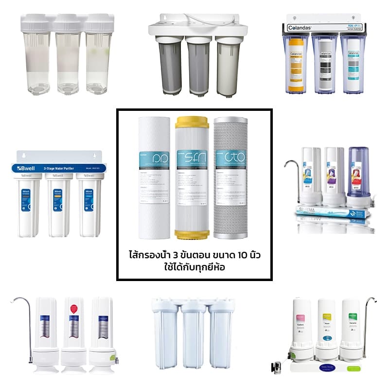 ไส้กรองน้ำ 3 ขั้นตอน ขนาด 10 นิ้ว x 2.5 นิ้ว ความละเอียด 5 ไมครอน Water Filter Cartridge Set PP, CTO , SFN รูปที่ 2