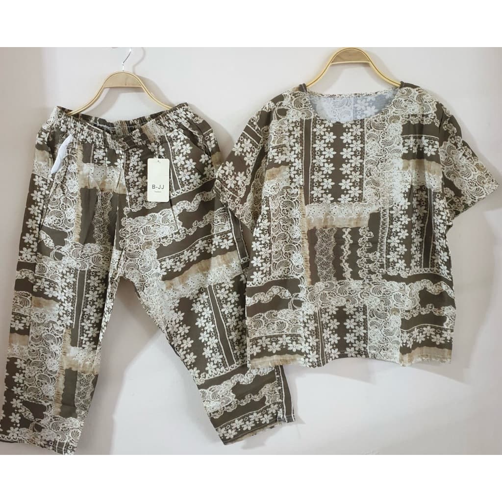 ชุดเช็ตผ้าฝ้ายผสมลินิน รอบอกประมาณ 42-44”ขา 7 ส่วน รูปที่ 4