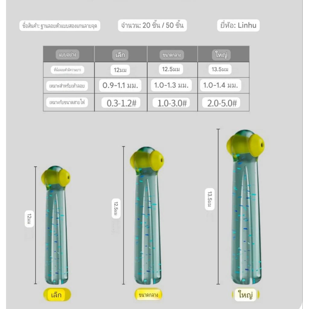 ที่เสียบทุ่นแบบกล่อง สีเขียวใสเพชรสำหรับตกปลา ที่เสียบทุ่นซิลิโคน ติดแน่น ทนนาน กล่อง20ชิ้น มี 3 ขนาด รูปที่ 7