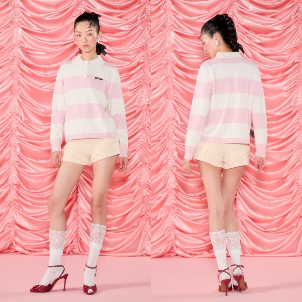 CHUUCHOP - Mochi Sweater เสื้อสเวตเตอร์แขนยาวลายทาง รูปที่ 6