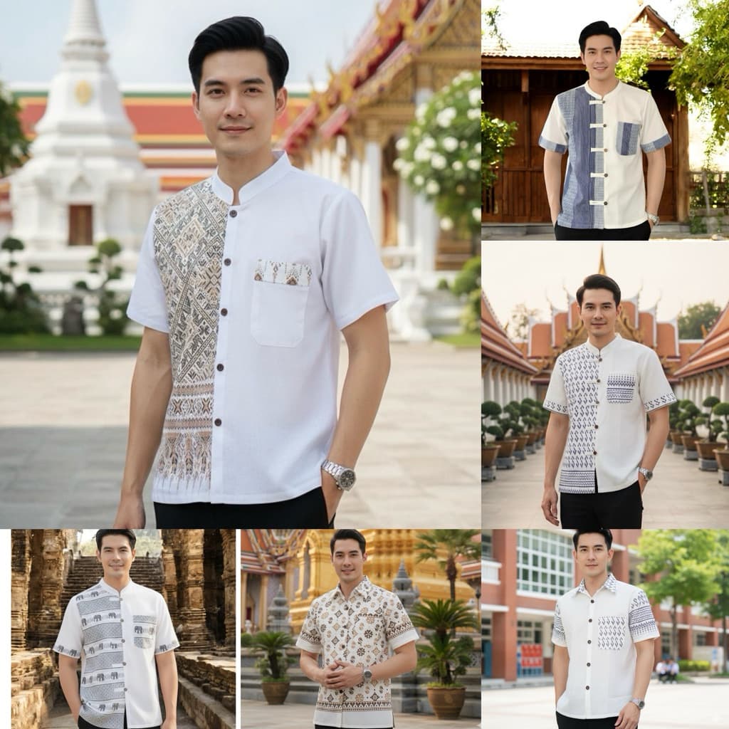 เสื้อพื้นเมืองผู้ชาย รวมสีขาว รูปที่ 1