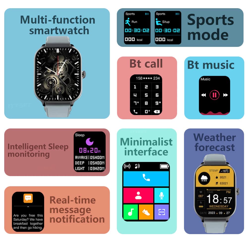Goodi Smart Watch Pro นาฬิกาสมาร์ทวอทช์ จอแสดงผล รับและโทรออก การวัดออกซิเจนในเลือด สําหรับ os & Androd รูปที่ 4