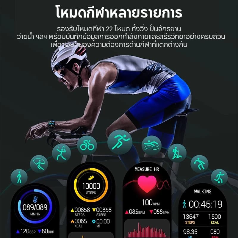 Goodi Smart Watch Pro นาฬิกาสมาร์ทวอทช์ จอแสดงผล รับและโทรออก การวัดออกซิเจนในเลือด สําหรับ os & Androd รูปที่ 7