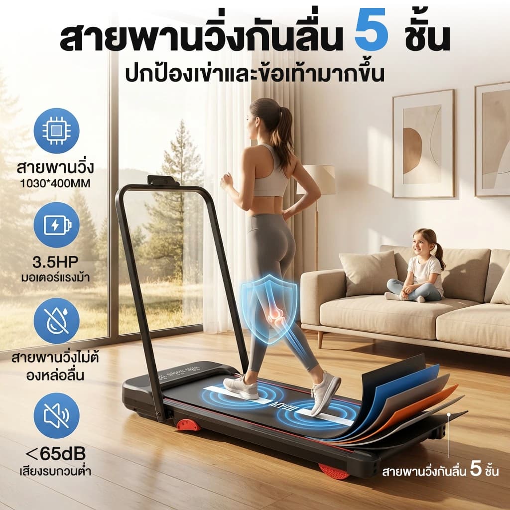 ลูวิ่งไฟฟ้า ลู่วิ่ง ลู่วิ่งไฟฟ้าพับได้ mini treadmill ลู่เดิน ปรับได้ มีรีโมท พร้อมจอLCD ใช้พลังงานต่ํา ลู่วิ่งไฟฟ้า รูปที่ 4