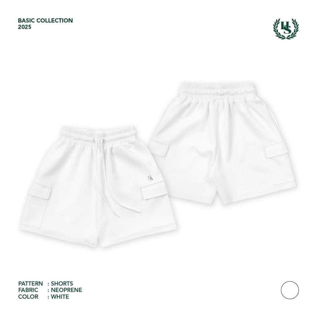 Highschool Basic Collection : Relax Comfy Neoprene Cargo Shorts Women กางเกงคาร์โก้ ขาสั้น- BTG35850 รูปที่ 2