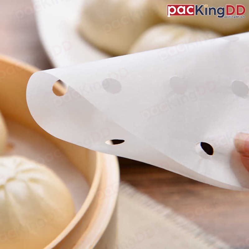 กระดาษรองนึ่ง ติ่มซำ ขนมจีบ ซาลาเปา ฟู๊ดเกรด #P615 แผ่นรองนึ่ง เนื้อกระดาษผิวเรียบ รูปที่ 5