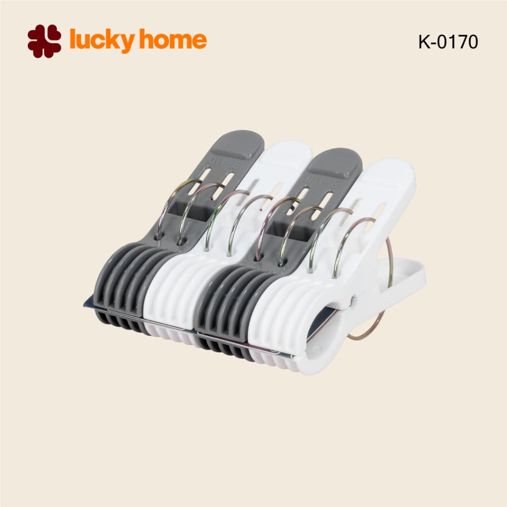 LUCKY HOME กิ๊บหนีบผ้าจัมโบ้ K-0170 S-170/A ชุด 4 ชิ้น ขนาด: 12.5 x 6.4 cm รูปที่ 1