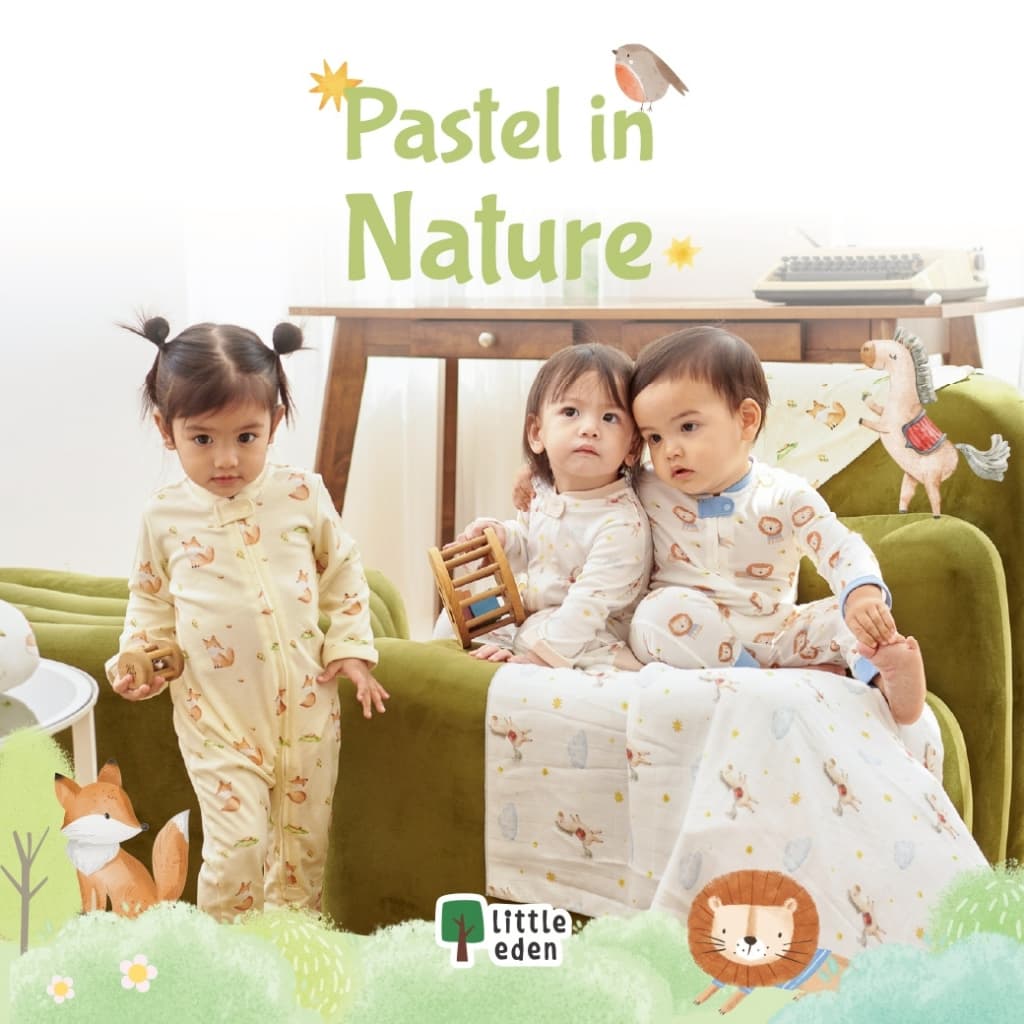ใหม่! Little Eden - ผ้าอ้อมห่อตัวใยไผ่ 100% 40X40 นิ้ว รูปที่ 9