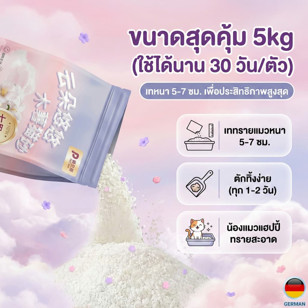 ทรายแมว PetClear 5kg จับตัวเป็นก้อนใน 3 วินาที ทำความสะอาดง่าย ไร้ฝุ่น กลิ่นหอมอ่อนๆ รูปที่ 3