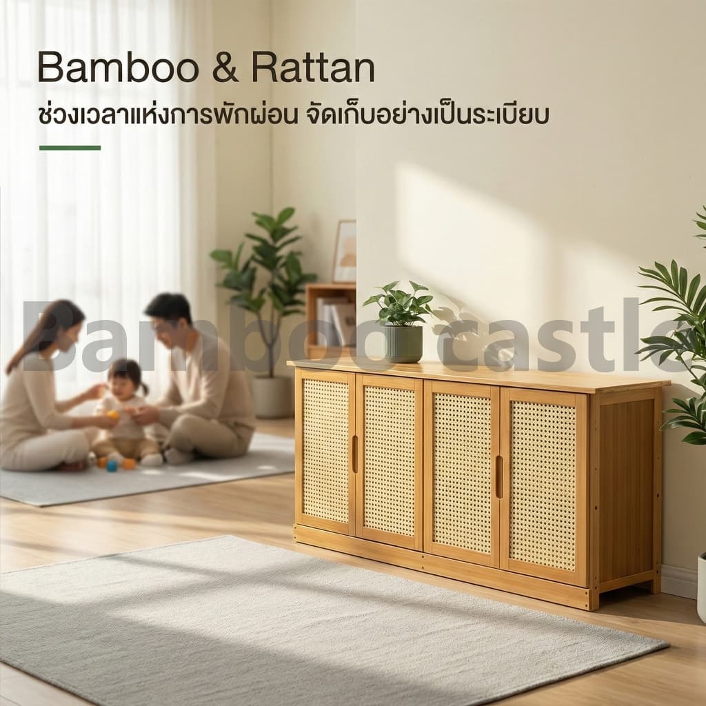 ชั้นวางทีวีไม้แท้ ชั้นวางทีวี ไม่แตกไม่บิด ขนาดพอดีห้องไทย ปลอดสารฟอร์มาลีน ไม้ธรรมชาติ สำหรับ TV 65นิ้วโดยตรง รูปที่ 4