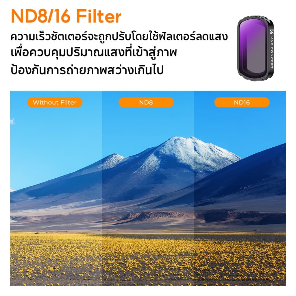 K&F CONCEPT 3in1 ฟิลเตอร์แม่เหล็ก CPL & ND8/16 & 1/4 Black Mist Filter for DJI Osmo Pocket 3/4 รูปที่ 6