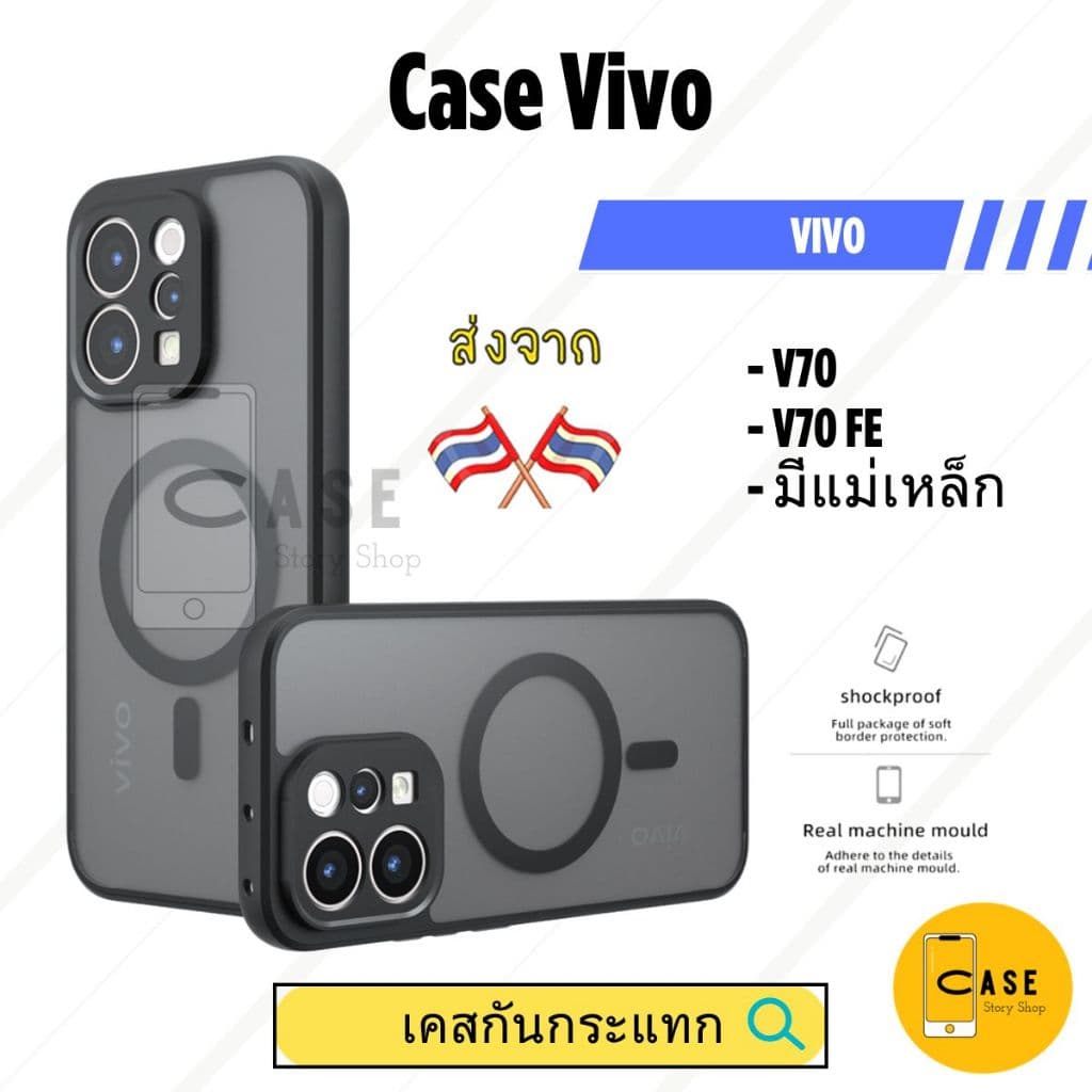 เคส Vivo V70 / V70 FE เคสแม่เหล็ก กันกระแทก ฝาหลังแข็ง ส่งจากไทย Frosted Case รูปที่ 1