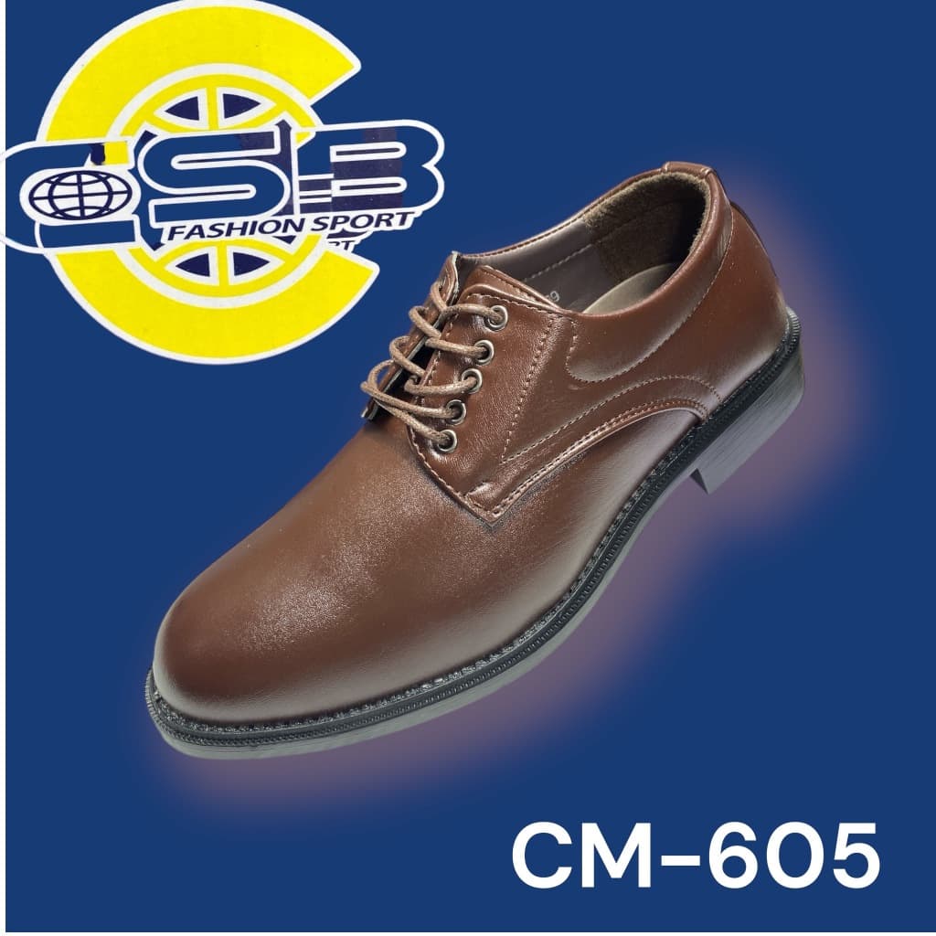 รองเท้าหนังผู้ชายสีน้ำตาล/รุ่นCM-605/แบบผูกเชือกสีน้ำตาล หนัง PU รูปที่ 8