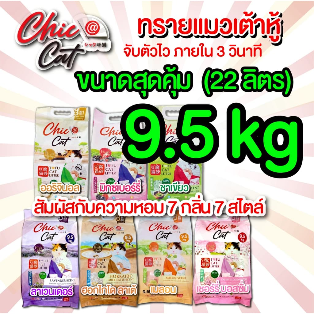 ทรายเต้าหู้ Chic@Cat 22 ลิตร ผลิตภัณฑ์สำหรับแมวเพื่อคนรุ่นใหม่ รูปที่ 1