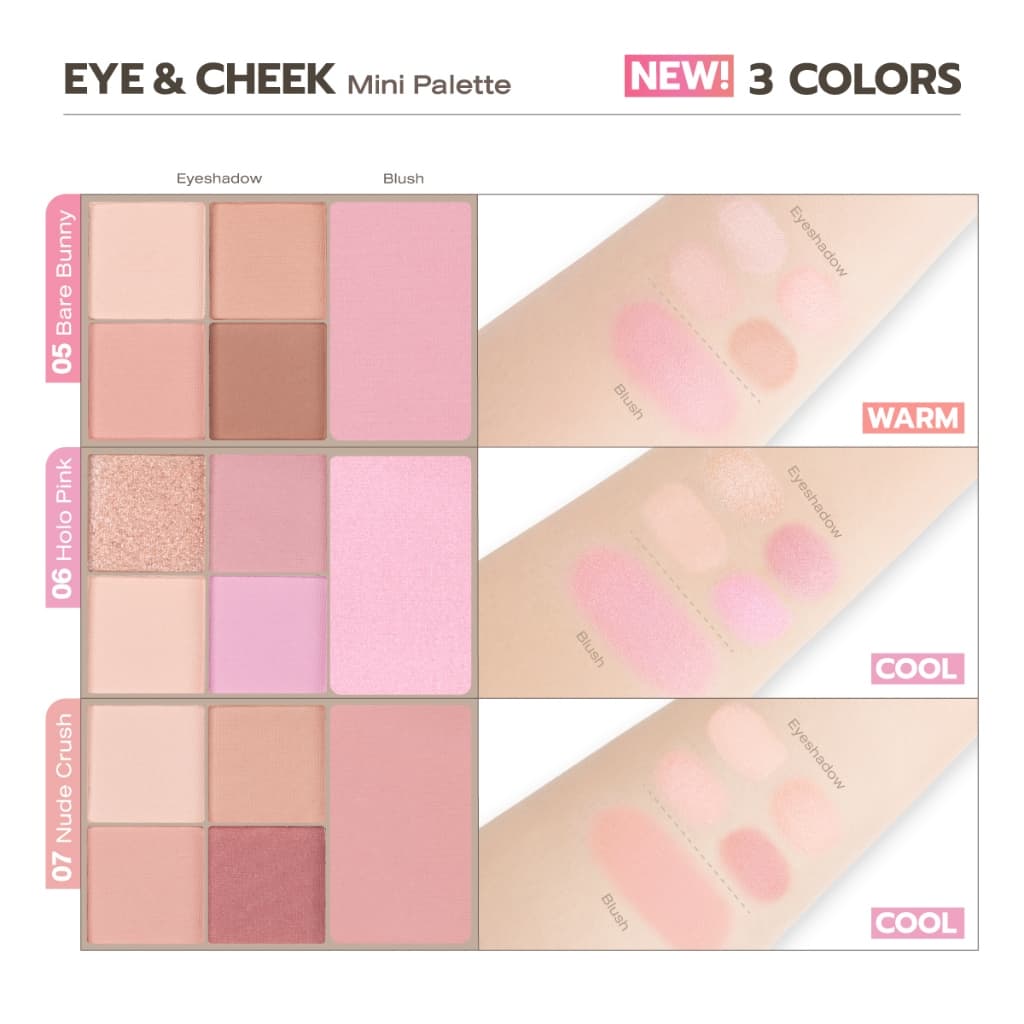 CUTE PRESS EYE & CHEEK MINI PALETTE พาเลทท์แต่งหน้าตาและแก้ม สีเด่นชัด ติดทนยาวนาน เข้าได้กับทุกลุค รูปที่ 5