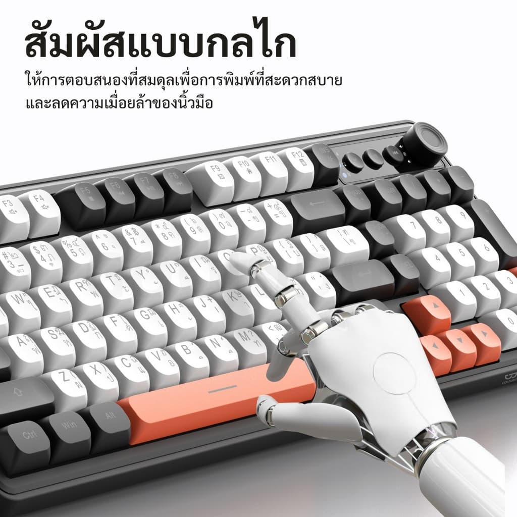 GOOJODOQ แป้นพิมพ์เมมเบรน ลำดับที่ 98 สามรุ่น ปิดเสียง RGB แสงไฟด้านหลัง คีย์บอร์ดไร้สาย Keyboard รูปที่ 4