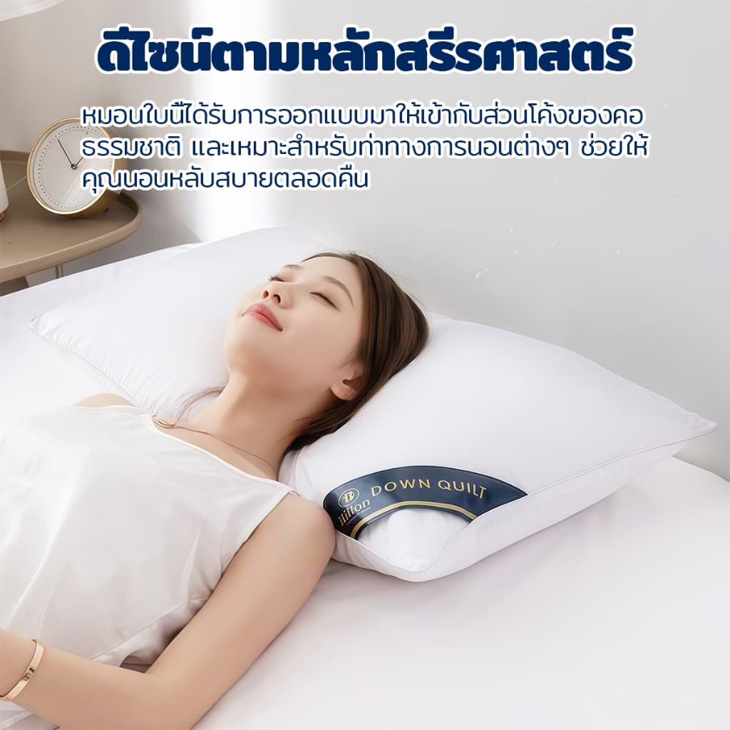 หมอน หมอนโรงแรม 5 ดาว Hilton หมอนมีซิบ หมอนสุขภาพ แก้ปวดคอ บ่า ไหล่ นุ่ม หลับสบาย หมอนสีขาว 19*29 นิ้ว รูปที่ 2