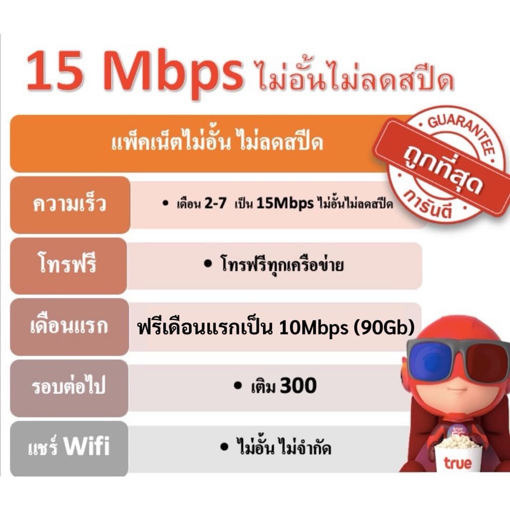ซิมเทพ 15Mbps ไม่อั้น ไม่ลดสปีด โทรฟรีทุกค่าย ใช้ฟรีเดือนแรก รูปที่ 2