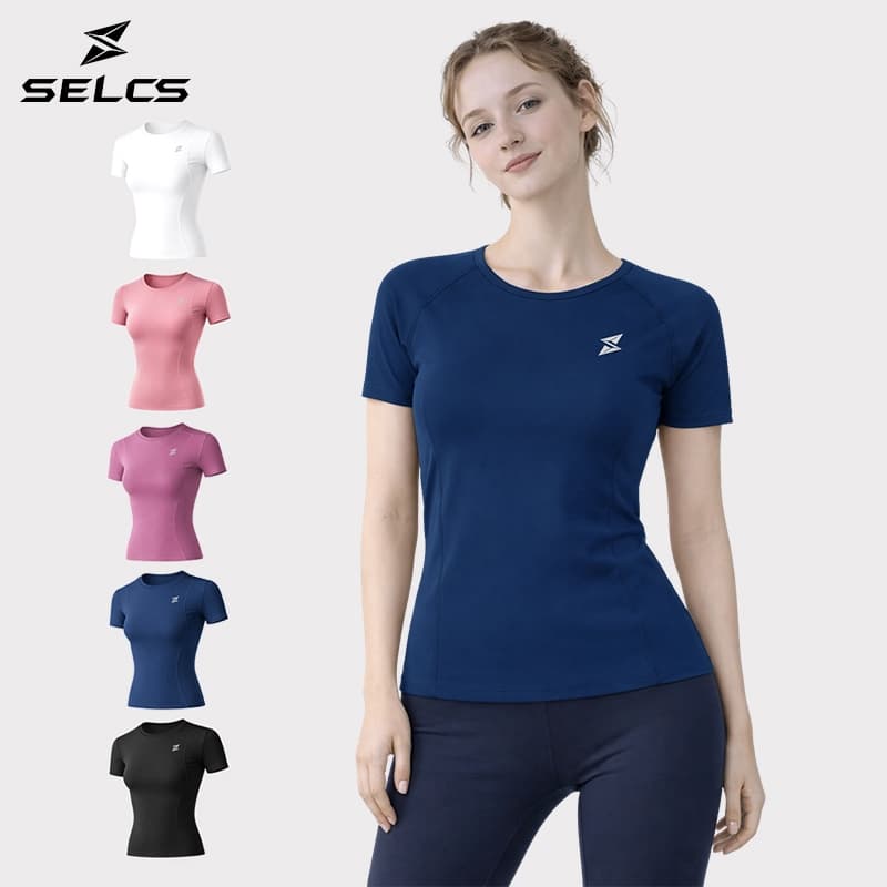 SELCS เสื้อยืดออกกำลังกายผู้หญิง ทรงสวยเข้ารูป ผ้ายืดหยุ่นได้ดี ระบายอากาศ แห้งเร็ว Size S-XXL รูปที่ 1