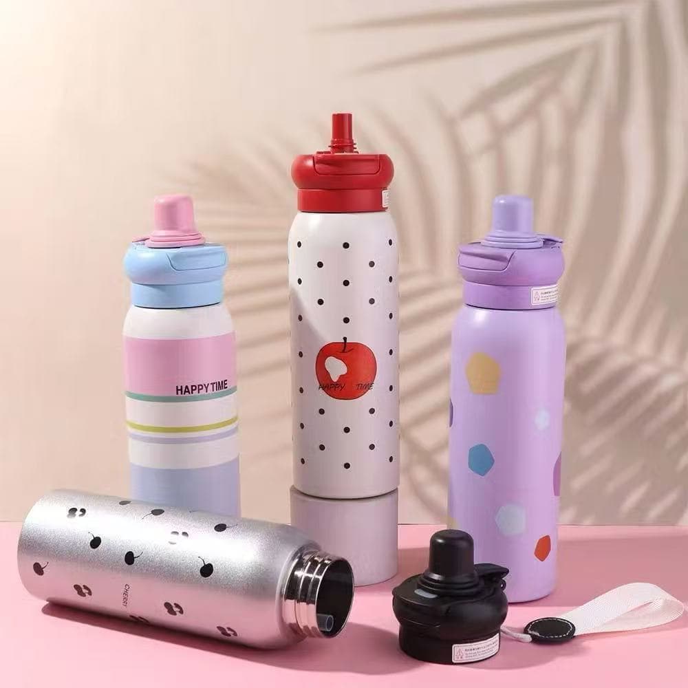 กระติกน้ำลายการ์ตูน 650ML ขวดน้ำอย่างดี SUS316 เก็บเย็น/ร้อนได้ ทนทาน ไม่มีใอน้ำ มีหลอด มีฝาปิด ขวดน้ำพกพาน่ารักๆส่งเร็ว รูปที่ 4