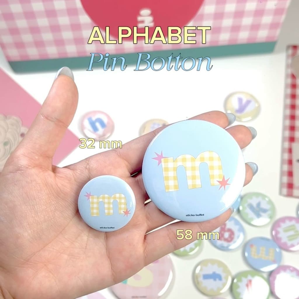 เข็มกลัด ตัวอักษร A-Z ขนาด 58 mm. Alphabet Button Badges | STICKO BUFFET รูปที่ 4