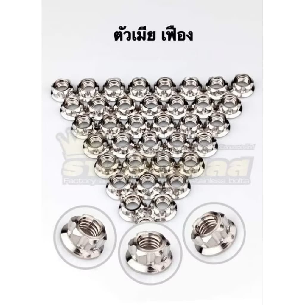 น๊อตตัวเมีย เลสเมีย ลายเฟือง #8 10 12 14 17 19 สแตนเลส ทอง ไทเท ราคาต่อตัว รูปที่ 6