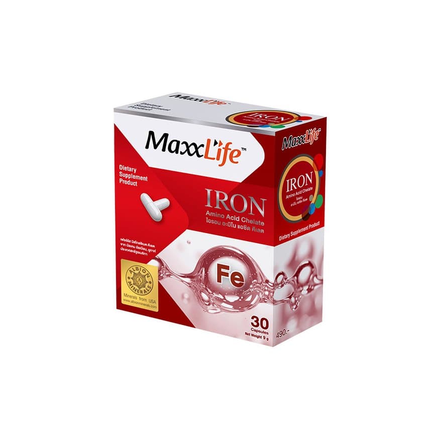 MAXXLIFE IRON 30 TABLETS แม็กซ์ไลฟ์ ไอรอน อะมิโน แอซิด คีเลต รูปที่ 2