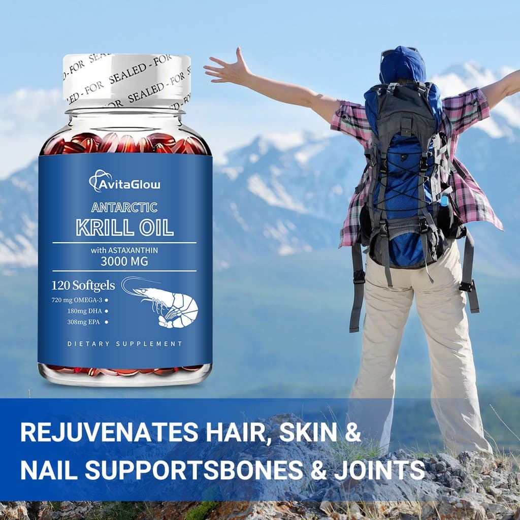 น้ํามัน Krill แอนตาร์กติกสําหรับ Total Wellness - รองรับสมอง สุขภาพร่วมและหัวใจ - 30/120 แคปซูล รูปที่ 3